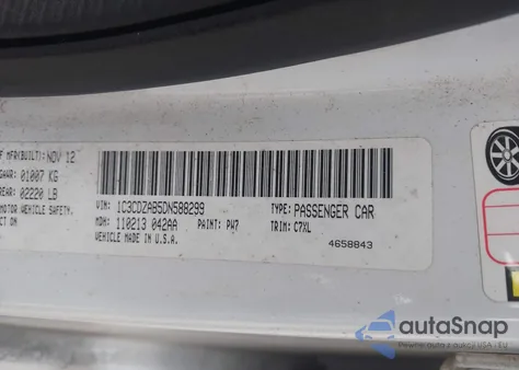 2013 Dodge Avenger Se из США, поврежденный, VIN 1C3CDZAB5DN588299